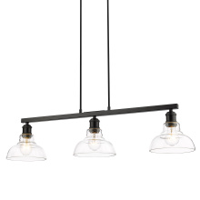 Golden Canada 0305-LP BLK-CLR - Yep by Golden Lighting Carver 3-light Island Light in Matte Black and Clear Glass